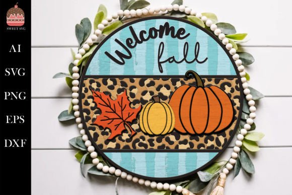 Download Welcome Fall Pumpkin Door Hanger SVG - Pumpkin door hanger Collection