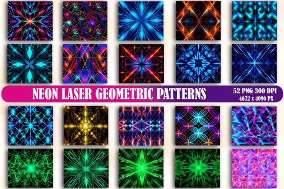 Download Neon Glowing Laser Geometric Pattern Bundle - Premium Resources