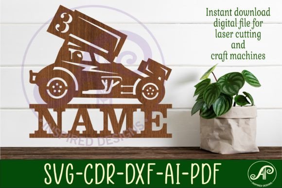Download Dirt Racer Sprint Car Name Sign Svg - Sprint car name sign Collection