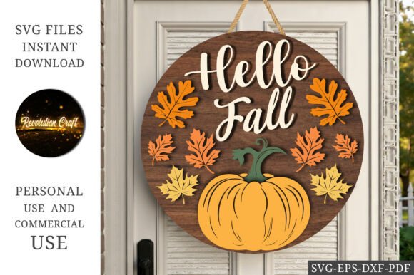 Download Hello Fall Pumpkin Door Hanger SVG - Pumpkin door hanger Collection