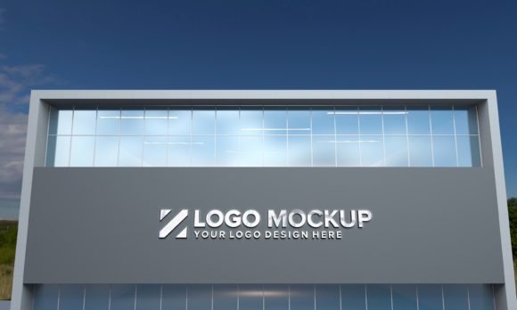 Download Steel Logo Mockup 3D Sign Façade Bulding - 3d sign Collection