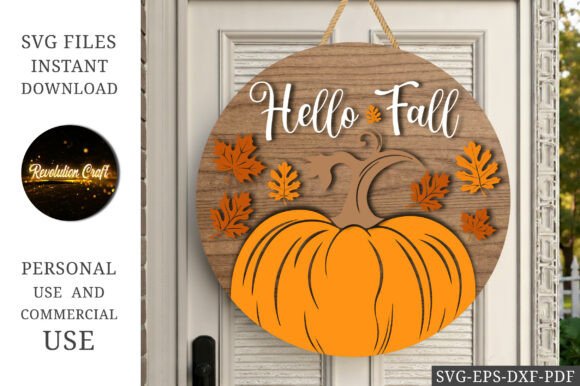 Download Hello Fall Pumpkin Door Hanger SVG - Pumpkin door hanger Collection