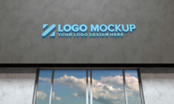 Download Logo Mockup 3D Sign White Façad Building - Premium Resources