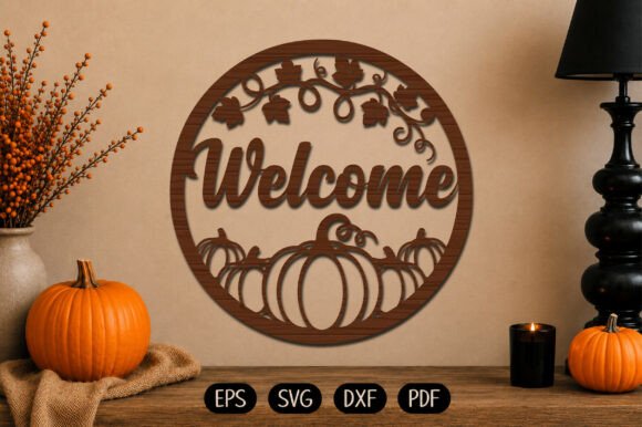 Download Welcome Pumpkin Door Hanger SVG - Pumpkin door hanger Collection