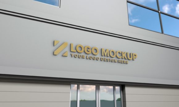 Download Golden Logo Mockup 3D Sign Building - Premium Resources